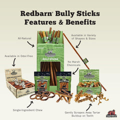 Redbarn Straight Bully Sticks - Long Lasting Dog Chew, All Natural & Odorless Bully Bones