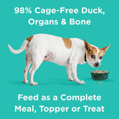 BIXBI Rawbble Freeze Dried Dog Food, Duck Recipe - 95% Meat and Organs, No Fillers - Pantry-Friendly Raw Dog Food for Meal, Treat or Food Topper - USA Made in Small Batches