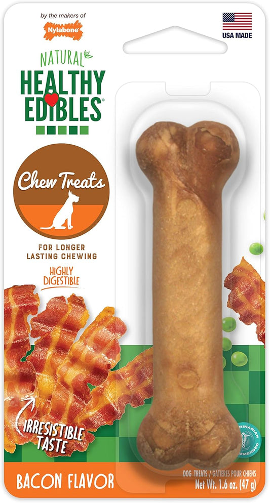 Nylabone Healthy Edibles Natural Dog Chews Long Lasting Bacon Flavor Treats for Dogs