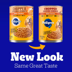 Pedigree Chopped Ground Dinner Adult Canned Soft Wet Dog Food Chicken Flavor, 22 oz. Cans  EA