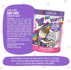 Weruva B.F.OMG - Best Feline Friend Oh My Gravy!, Tuna & Beef Baby Cakes with Tuna & Beef in Gravy Cat Food
