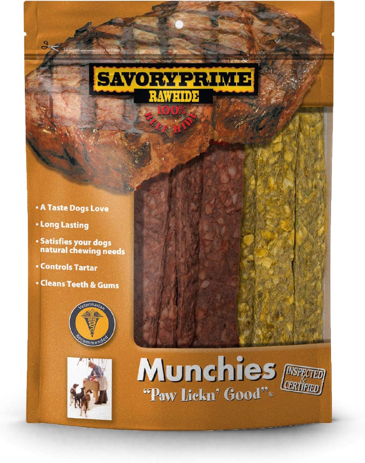 Savory Prime 36-Pack Munchie Strips, 5-Inch, Chicken And Beef