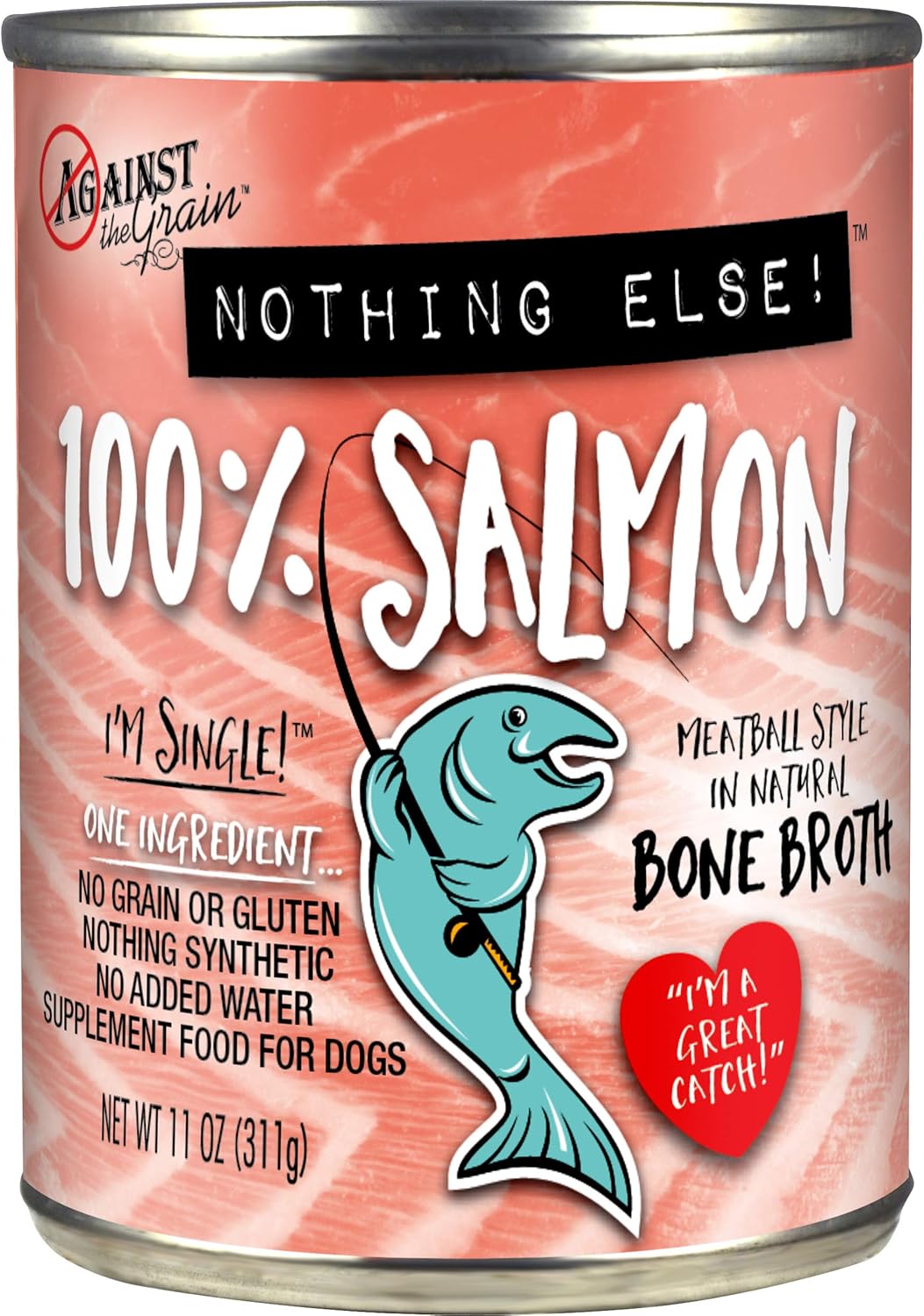Evanger's Against The Grain Nothing Else! Salmon Flavor Dog Food - 11 oz Cans (Pack of 12)