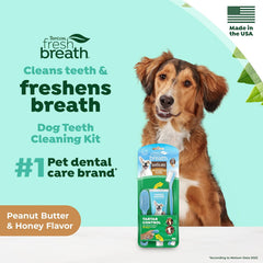 TropiClean Fresh Breath Oral Care Kit - Soft Bristle Finger Toothbrush - Dog Tooth Brushing Kit -