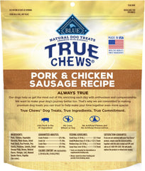 True Chews - Blue Buffalo True Chews Dog Treats, Made in the USA with Natural Ingredients, Pork and Chicken Sausage Recipe, 14-oz Bag