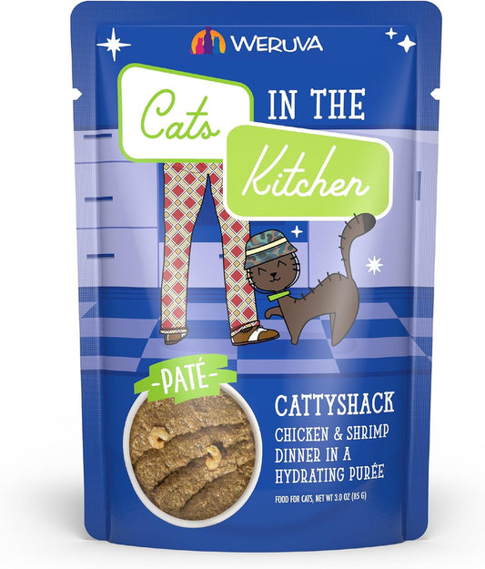 Weruva Cats in The Kitchen Slide N' Serve Grain-Free Natural Wet Pate Cat Food Pouches, Cattyshack