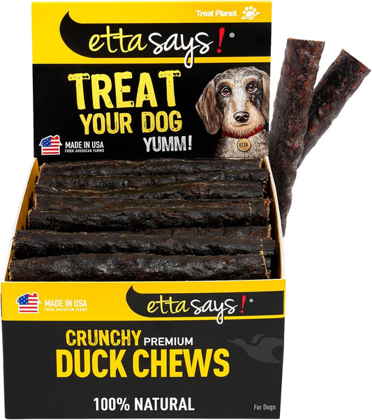 Etta Says! Premium Crunchy Duck Dog Chews - Grain-Free Dog Treats, Good for Teeth, Easy to Digest - Made in The USA