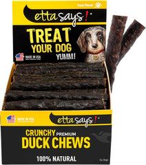 Etta Says! Premium Crunchy Duck Dog Chews - Grain-Free Dog Treats, Good for Teeth, Easy to Digest - Made in The USA