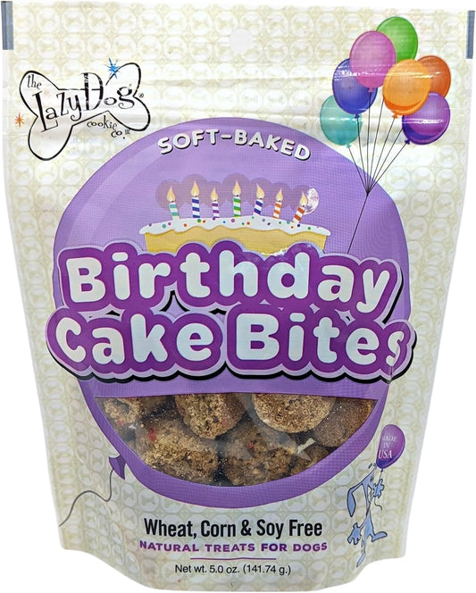 The Lazy Dog Cookie Co. Mutt Mallows Birthday Cake Soft Baked Dog Treats, Vanilla with Confetti Sprinkles, for Small, Medium and Large Dogs, Wheat-Free, Baked in The USA, 5 oz. (Pack of 1)