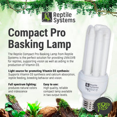 Reptile Compact Pro Basking Lamp – Ferguson Zone 2 Lamp: 6% UVB, Forest – Full Spectrum UVA & UVB Amphibian & Reptile Lighting – 7.09 Inch Fixture – 23 Watts