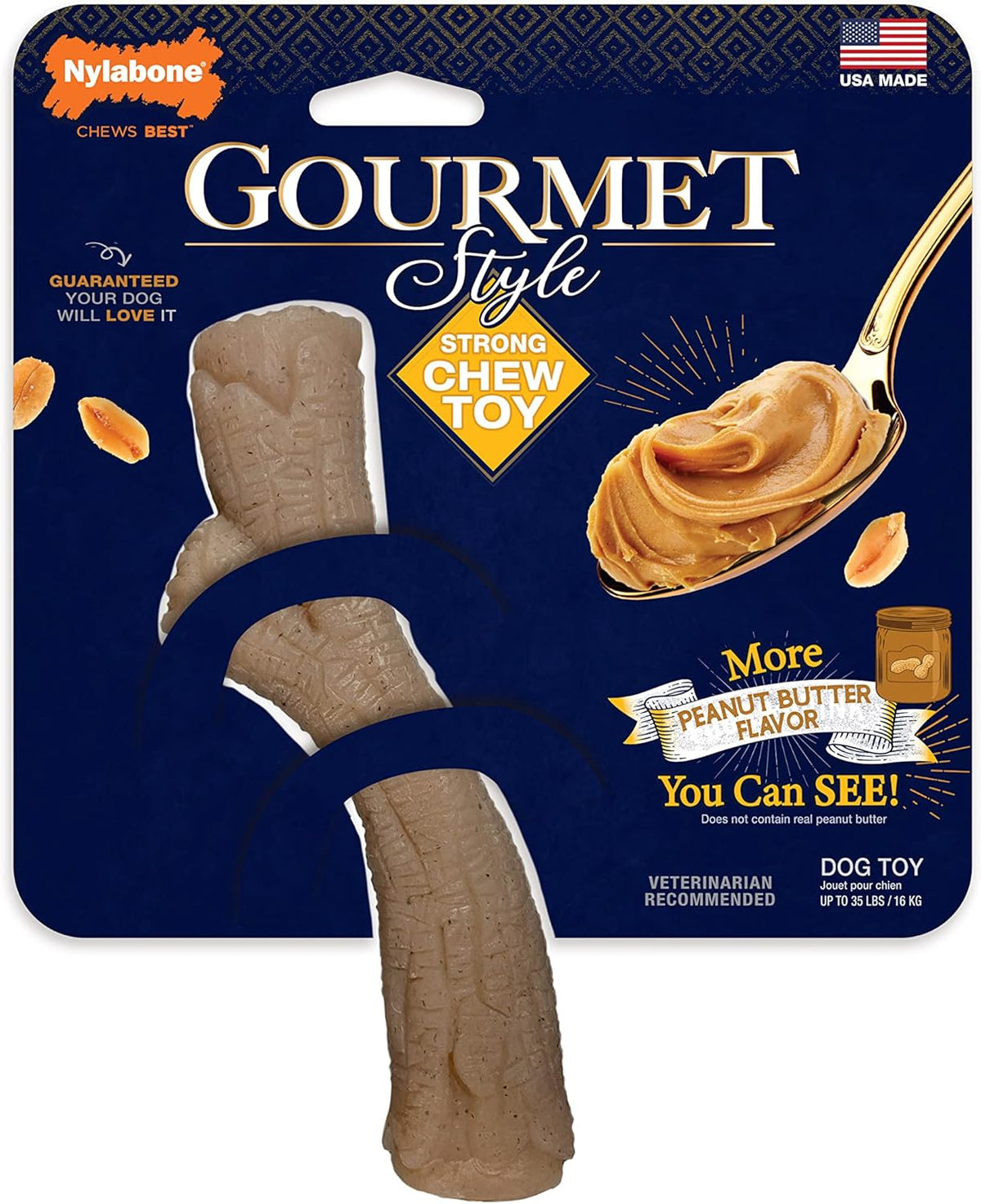 Nylabone Gourmet Style Stick Strong Chew Toy for Dogs, Peanut Butter Flavor, Medium