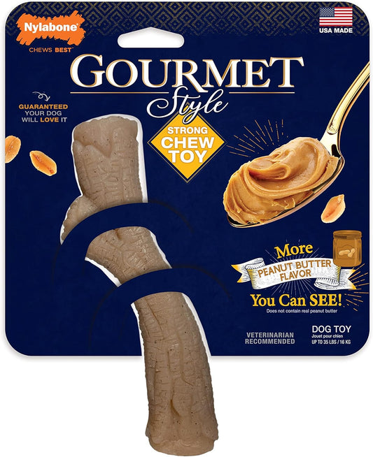 Nylabone Gourmet Style Stick Strong Chew Toy for Dogs, Peanut Butter Flavor, Medium