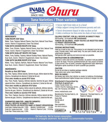 INABA Churu Cat Treats, Grain-Free, Lickable, Squeezable Creamy Purée Cat Treat/Topper with Vitamin E & Taurine, 0.5 Ounces Each Tube, 50 Tubes, Tuna Variety