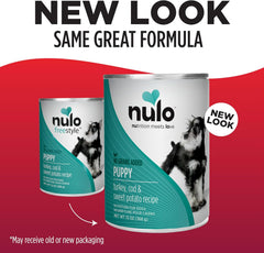 Nulo Freestyle All Breed Wet Canned Dog Food for Puppies, Premium All Natural Grain-Free, High Animal-Based Protein, Turkey, Cod, & Sweet Potato, 13 Ounce, 12 Cans