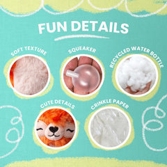 Snugarooz Foxy Panda with Repair Patch - Plush Red Panda Dog Toy with Squeaker & Crinkle - Heart-Shaped Nose - Soft & Sustainable Fun for Dogs