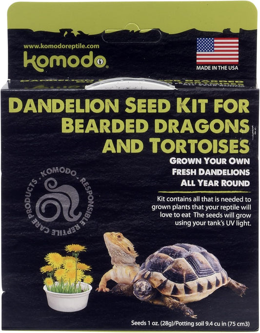 Komodo Grow Your Own Dandelion Kit | Grows Year Round | Tasty Snacks for Bearded Dragons and Tortoises| Everything Needed to Grow Fresh Dandalions