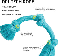 Playology Dri Tech Rope Dog Chew Toy , All-Natural Peanut Butter Scented