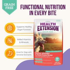 Health Extension Grain Free Buffalo & Whitefish Dry Dog Food (4 lb / 1.81 kg) - Whole Foods Ingredients Formula with Omega 3 & Antioxidants for All Life Stages Dogs