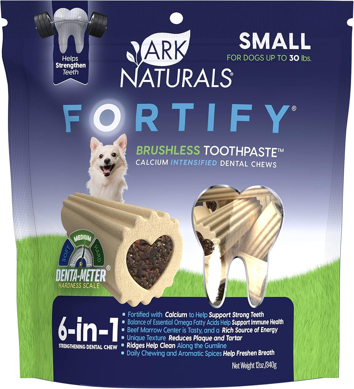 Ark Naturals Fortify Brushless Toothpaste, Dog Dental Chews for Large Breeds, Calcium Plus Omegas Support Strong Teeth and Immune Health