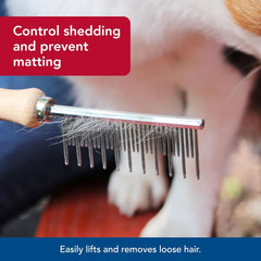 Safari Dog Shedding Combs - Dog Shedding Brush for Dogs with Short and Long Hair - Different Sized Teeth for Undercoat Rake