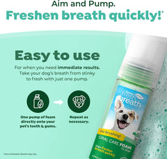 TropiClean Fresh Breath Dental Foam Spray for Dogs & Cats