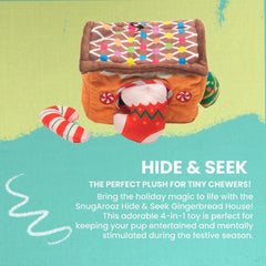 Snugarooz Hide & Seek House with Repair Patch - 4-in-1 Plush Dog Toy Set Made from Recycled Bottles - Engaging Interactive Fun
