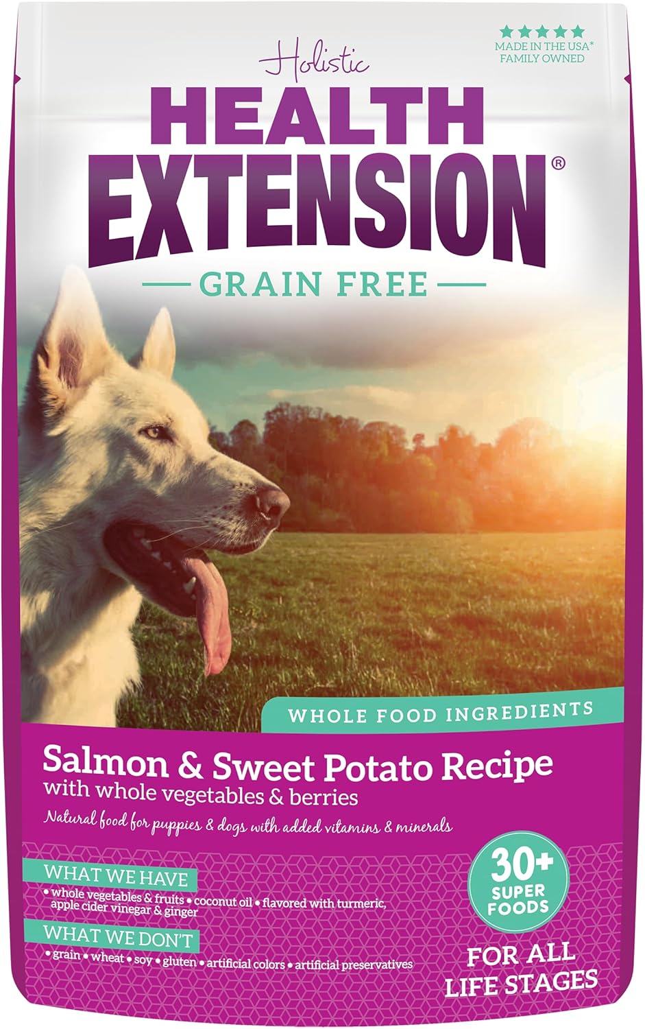 Health Extension Grain Free Salmon & Sweet Potato Dry Dog Food - Whole Foods Ingredients Formula with Omega 3 & Antioxidants for All Life Stages Dogs