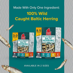 PLATO Pet Treats Fish Dog Treats - Air-Dried, Single Ingredient Dog Treat - with Omega 3 & 6 Fatty Acids to Support Skin and Coat - 100% Whole Fish - Wild Caught Baltic Herring Dog Treats