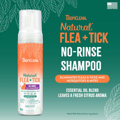 TropiClean Flea and Tick Waterless Shampoo Treatment for Cats, Powerful & Natural Defense, Flea and Tick Prevention for Cats 7.4 oz