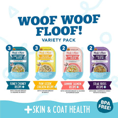 Weruva Meals 'n More Natural Wet Dog Food, Woof Woof Floof! Skin & Coat Health Variety Pack(Pack of 10)