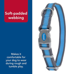 Coastal Pet - Pro - Reflective Adjustable Dog Collar, Bright Blue with Grey