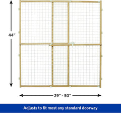 MidWest Homes for Pets Wire Mesh Pet Safety Gate, Pressure Mounted Dog Gate, Natural Wood & White Powder Coated Wire Mesh
