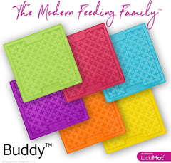 LickiMat Classic Buddy, Cat Slow Feeder Lick Mat, Boredom Anxiety Reducer; Perfect for Food, Treats, Yogurt, or Peanut Butter. Fun Alternative to a Slow Feed Cat Bowl or Dish, Pink
