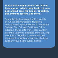 Nulo Advanced Multifunctional All-in-1 Supplement for Dogs, Supports Dog Skin & Coat, Hip & Joint, Cognitive, and Overall Immune System, Contains 90 Soft Chews