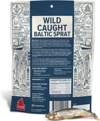PLATO Pet Treats Fish Dog Treats - Air-Dried, Single Ingredient Dog Treat - with Omega 3 & 6 Fatty Acids to Support Skin and Coat - 100% Whole Fish - Wild Caught Baltic Sprat Dog Treats - 7.5 oz