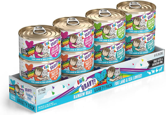 Weruva B.F.F. OMG - Best Feline Friend Oh My Gravy!, Variety Pack, Rainbow Road, Wet Cat Food by