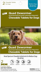 Elanco Chewable Quad Dewormer for Dogs, , 4 Chewable Tablets, White