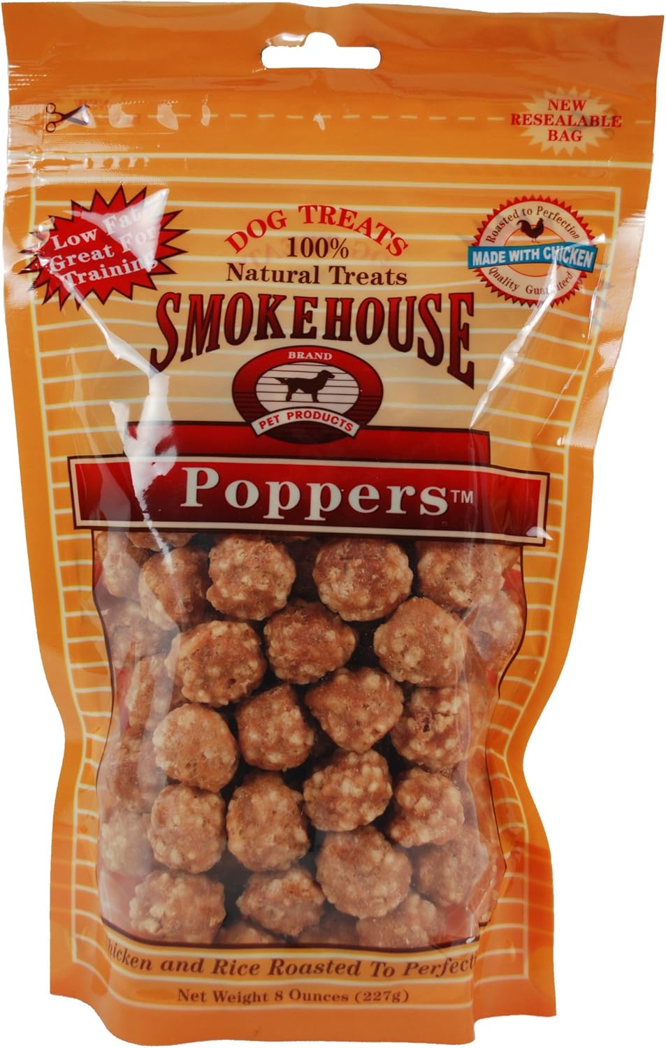 Smokehouse 100-Percent Natural Chicken Poppers Dog Treats, 8-Ounce