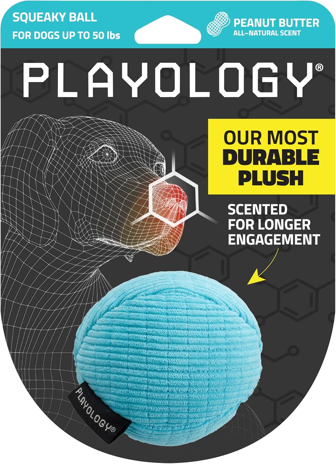 Playology Plush Squeaky Ball , All Natural Beef Scented Plush Dog Toy