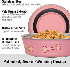 Loving Pets Bella Dog Bowls- Stainless Steel Dog & Cat Bowls - Spill Proof Dog Food Bowl, Cat Bowl, Puppy Essentials & Pet Supplies Great for Home & Travel