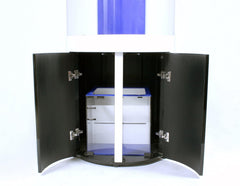 Acrylic Aquarium Combo with Canopy & Stand. Built in Sump Filtration, for Freshwater or Saltwater Aquarium Use. Modern & Lightweight Cylinder Fish Tank. (Black) (LS-Y600 BLK)