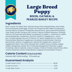 Solid Gold Large Breed Puppy Dog Food Dry Kibble - High Protein Dry Puppy Food for Large Breed Dogs w/Real Bison, Healthy Whole Grain & Probiotics for Gut Health & Digestion - Nutrientboost 22-lb