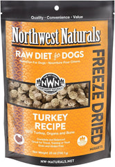 Northwest Naturals Freeze-Dried Turkey Dog Food - Bite-Sized Nuggets - Grain-Free, High-Protein, Raw Diet, Human-Grade, Limited Ingredients, All Natural, Healthy & Nutritious, Made in USA