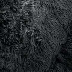 Arlee Donut Round Pet Dog Bed - Memory Foam - Calming Reduce Anxiety - Shaggy Vegan Fur - Assembled USA, Black