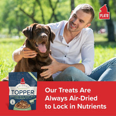 PLATO Pet Treats Dog Food Toppers - Air-Dried Dog Food Toppers for Dry Food - with Collagen to Support Skin and Coat Health - Goat Milk & Collagen Recipe
