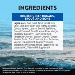 Northwest Naturals Freeze-Dried Beef & Trout Dog Food - Bite-Sized Nuggets - Grain-Free, High-Protein, Raw Diet, Human-Grade Ingredients, All Natural, Omega-3 for Skin & Coat, Made in USA, 25 Oz