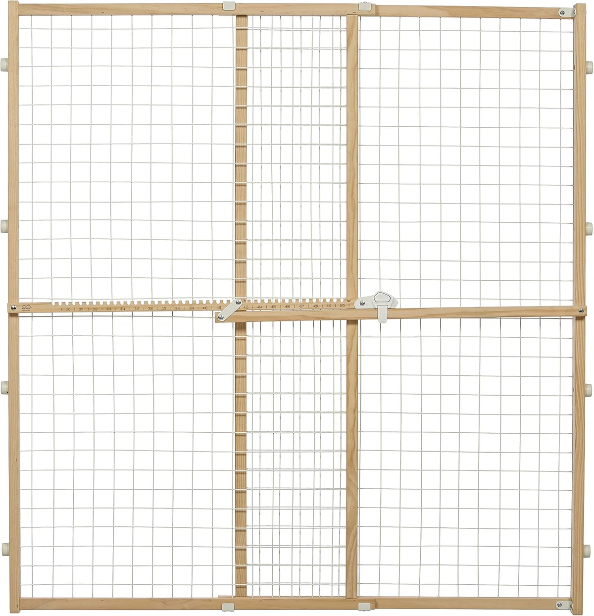 MidWest Homes for Pets Wire Mesh Pet Safety Gate, Pressure Mounted Dog Gate, Natural Wood & White Powder Coated Wire Mesh