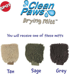 SPOT Clean Paws Chenille Microfiber Dog Towel Mitt - Super Absorbent, Quick-Drying, Washable, Double-Sided Glove for Wet Paws & Body, Durable, Odor-Free, Gently Massages & Dries, 9.5in x 7in