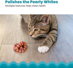 Petstages Catstages Plaque Away Pretzel Cat Toy – Interactive Catnip Dental Chew Toy to Help Clean Teeth, Fun for Play and Chewing, Orange