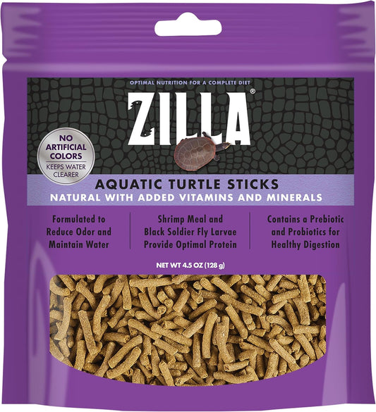 Zilla Pet Aquatic Turtle Sticks, Natural with Added Vitamins and Minerals, Nutrient-Rich Floating Food for Turtles